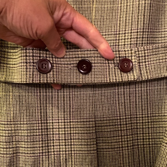 AK Wool Blend Plaid Blazer/Buttoned Back Belt/Multipurpose Pockets. Size 10 - Picture 9 of 13